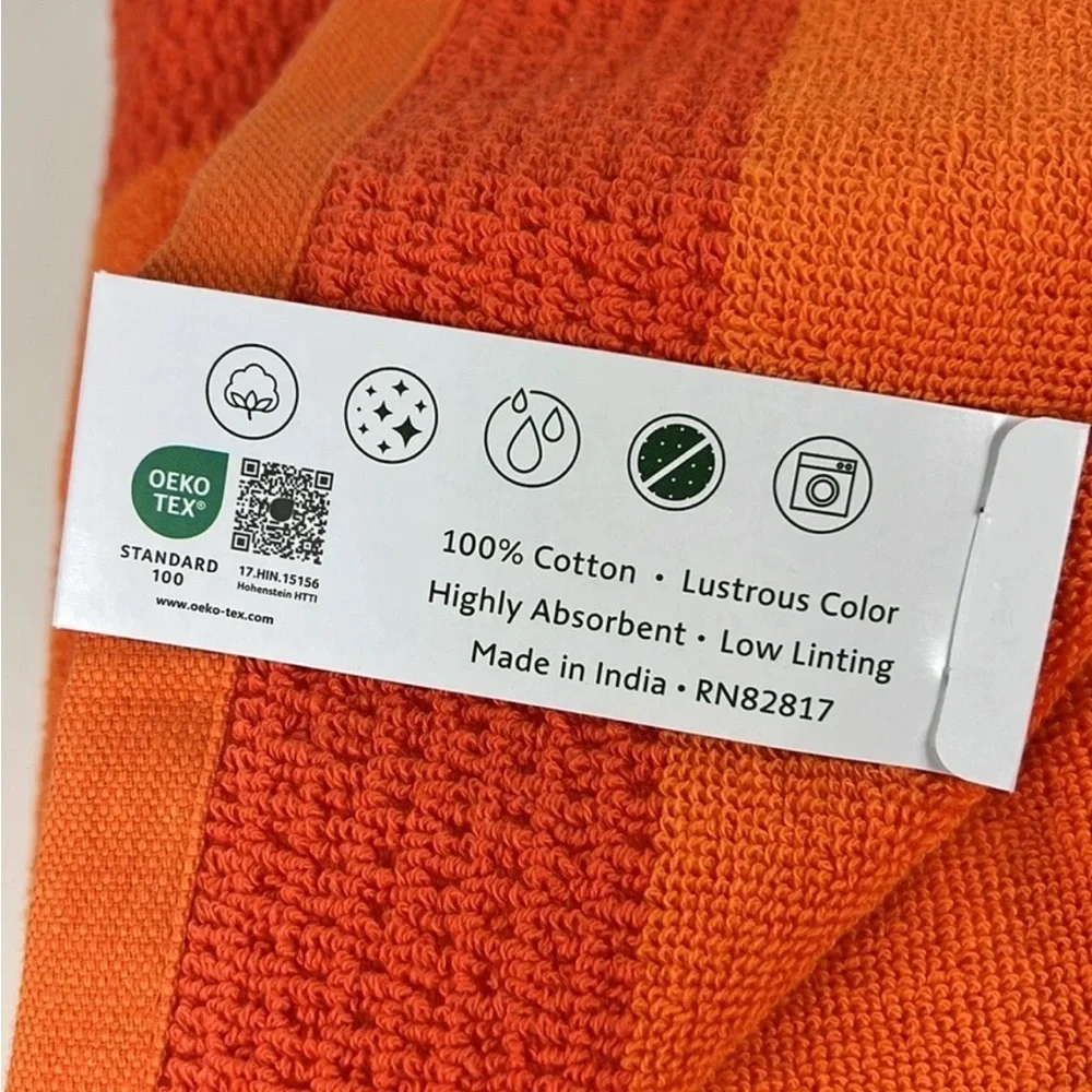 Lacoste ~ Orange Bath Towel 100% Cotton 30"x52" Big Crocodile Logo NWT&Beautiful - Picture 5 of 7